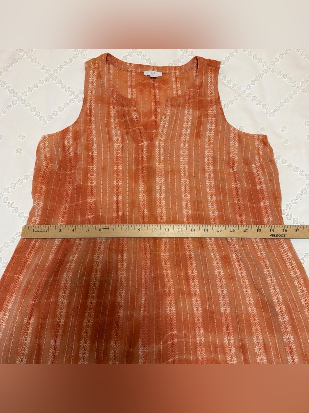 J.Jill Maxi Dress Women's Size M Orange Tie-Dye Embroidered Tiered Boho Cotton - Picture 6 of 9